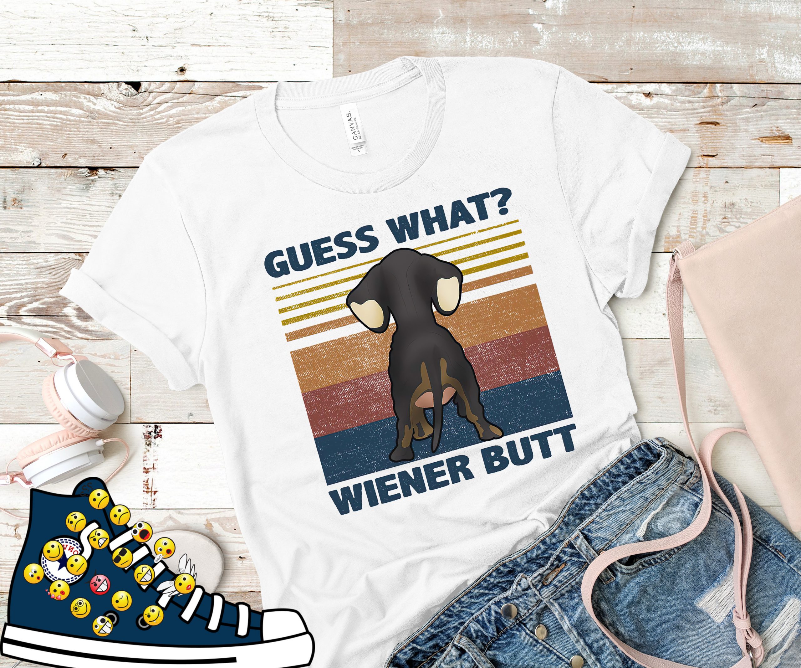 Dachshund Shirt Gift, Guess What Wiener Butt Funny Vintage