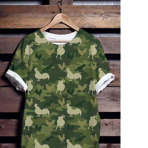 Chicken Hen Camouflage 3D Camo Print T-shirt