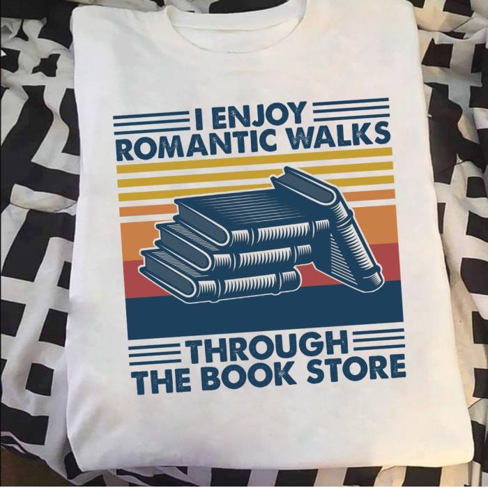 I enjoy romantic walks through the bookstore vintage shirt