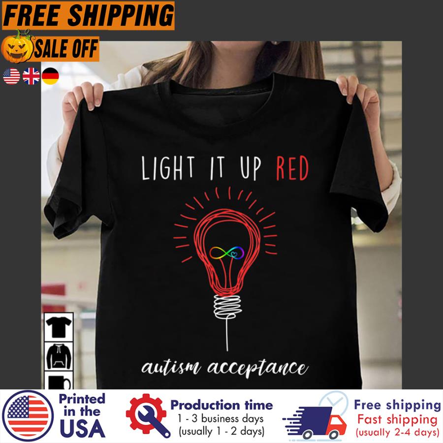 FREE SHIPING light it up red autism acceptance shirt
