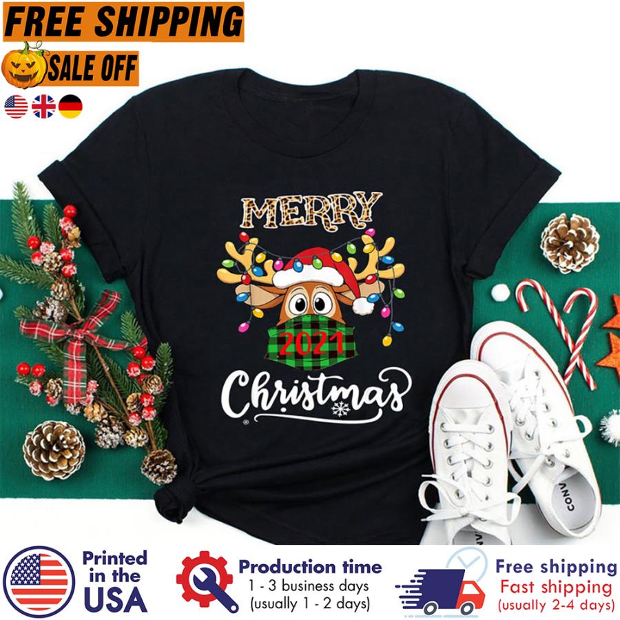 FREE SHIPING merry Christmas 2021 Rudolph Reindeer In Mask Holiday Gift, Christmas Shirt, Christmas Tshirt, Christmas Shirts, Reindeer Shirt
