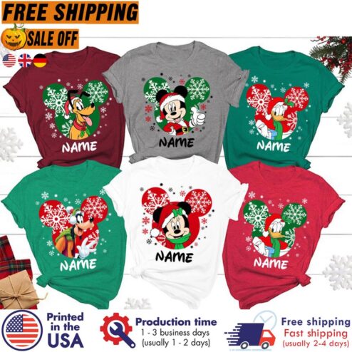 FREE SHIPING personalized Disney Christmas 2021 shirt, Family Christmas shirt, Merry Christmas shirt, Disney world Disneyland Christmas Party 2021 shirt