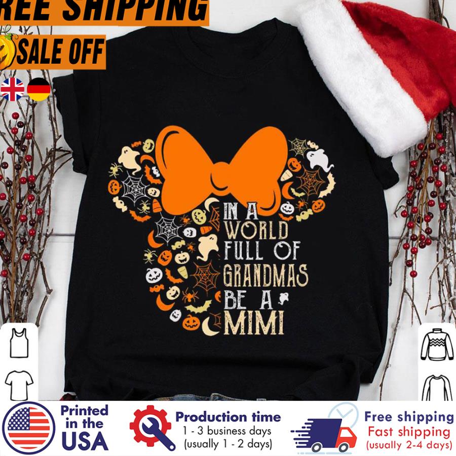 FREE SHIPING personalized Minnie head in a world full of grandmas be a mimi custom name kid shirt