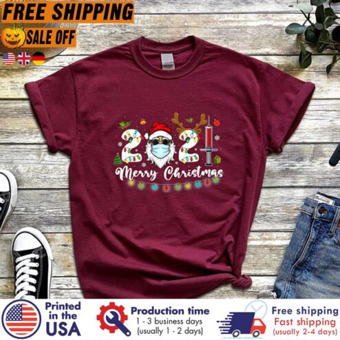 FREE SHIPING santa 2021 merry christmas pandemic shirt, Christmas gift, Pandemic Gift