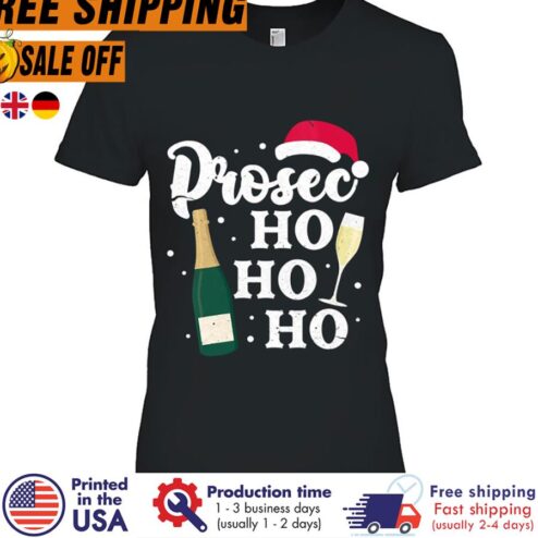 FREE SHIPING wine prosecco ho ho ho christmas shirt