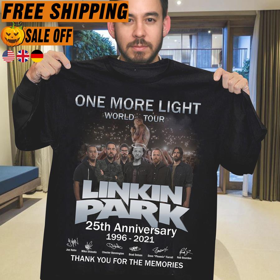 FREE SHIPPING one more light world tour Linkin Park 25th anniversary 1996 2021 thank you for the memories signature shirt