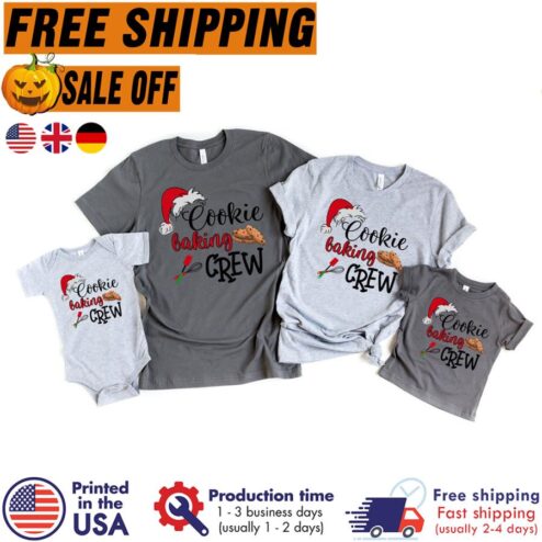 FREE SHIPPING santa cookie baking crew family shirt