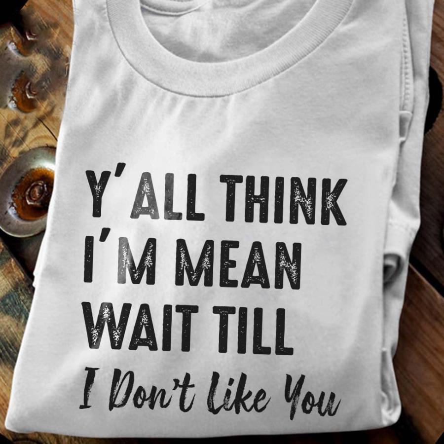 FREE SHIPPING y'all think i'm mean wait till I don't like you shirt