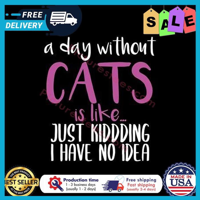 A day without cats is like just kidding I have no idea shirt
