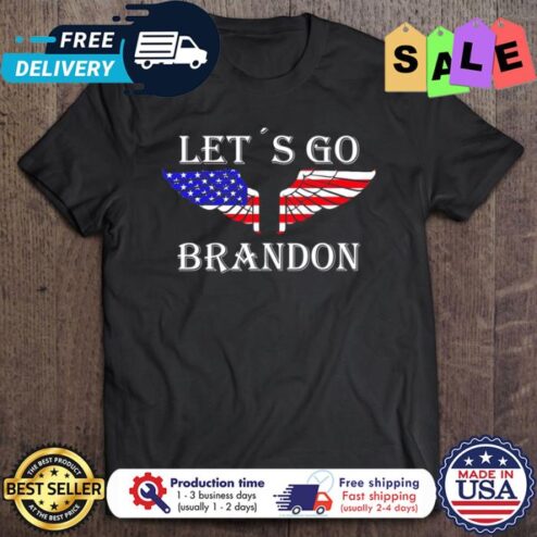 Angel Wings Lets go Brandon american flag shirt