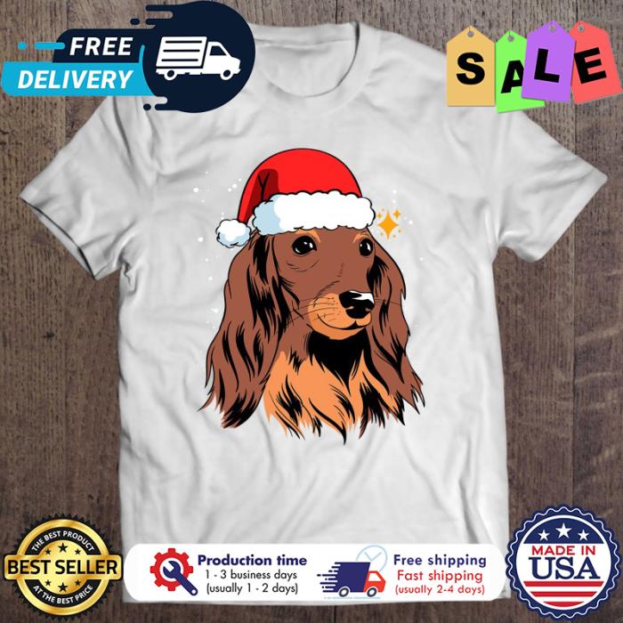 Dachshund Long Hair Santa Christmas shirt
