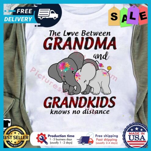 Elephant the love between grandma and grandkids knows no distance shirt
