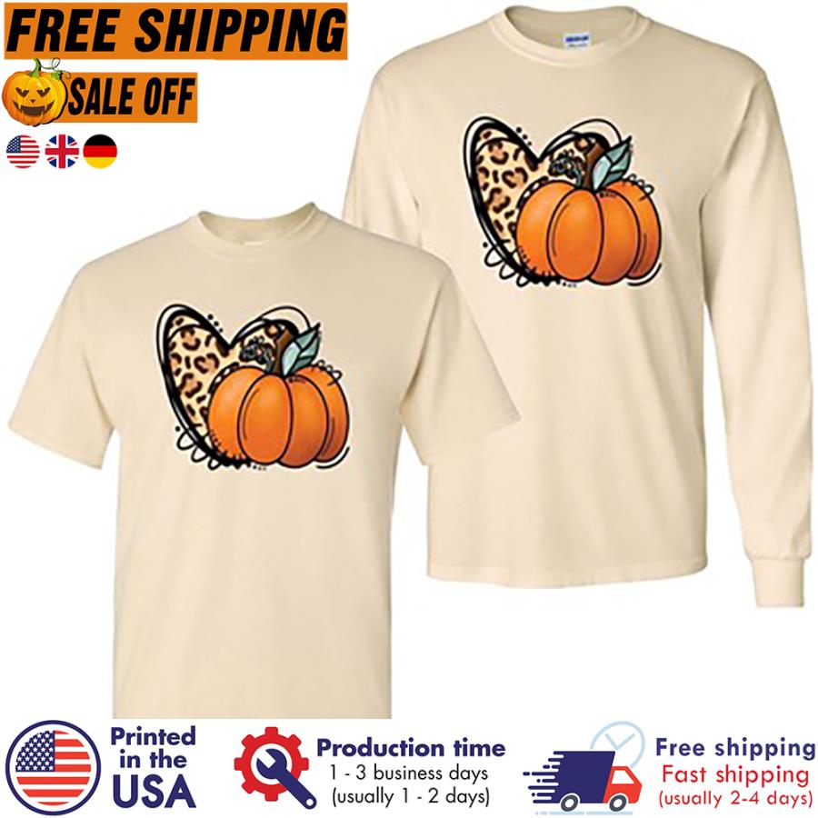 Free Shipping Leopard Heart Pumpkin Thanksgiving Shirt