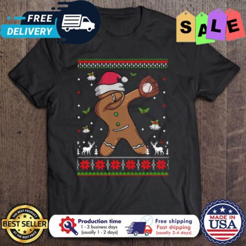 Gingerbread Dabbing basketball ugly xmas christmas shirt