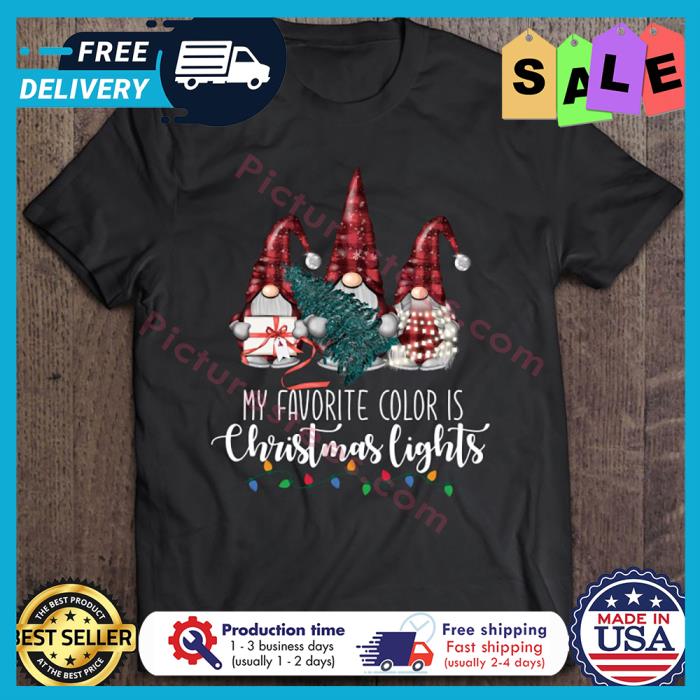 Gnomies my favorite color is christmas lights shirt