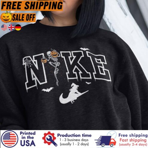 Halloween Nike Skeleton Witch Pumpkin shirt