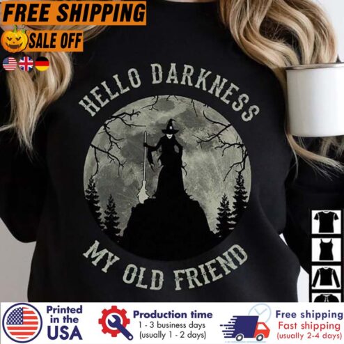 Halloween Witch Moon hello darkness my old friend shirt