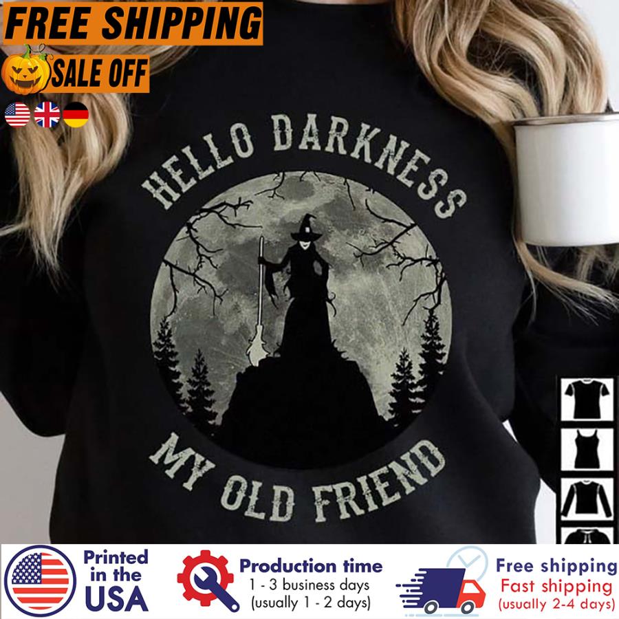Halloween Witch Moon hello darkness my old friend shirt