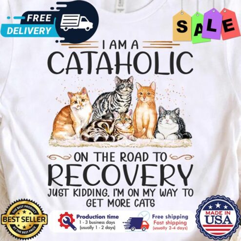 I am a catholic on the road to recovery just kidding im on my way to get more cats shirt