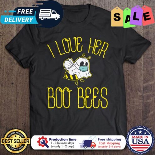 I Love Her Boo Bees Face Mask halloween shirt