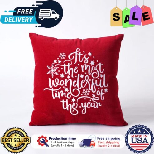 Its the most wonderful time of the year christmas canvas pillow
