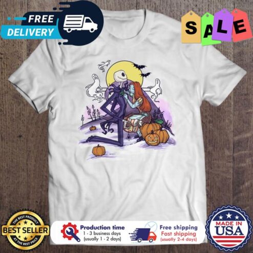 Jack and Sally Skellington pumpkin christmas shirt