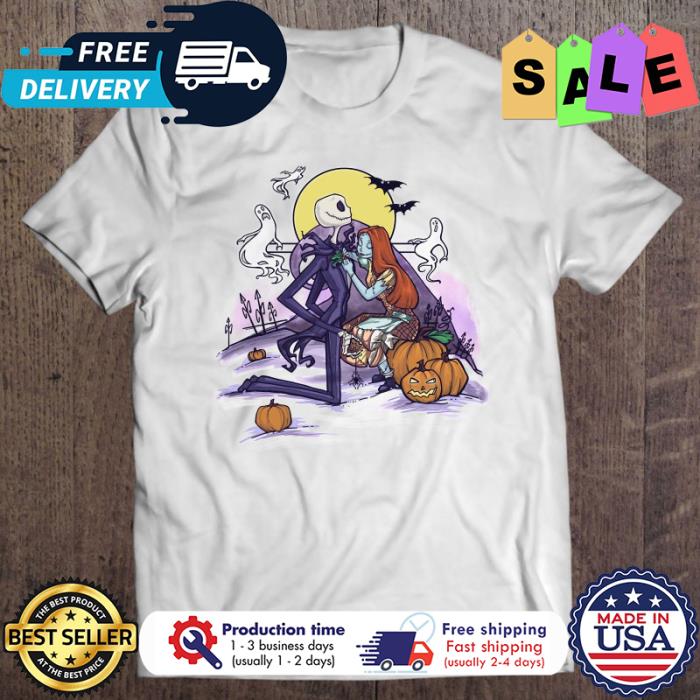 Jack and Sally Skellington pumpkin christmas shirt