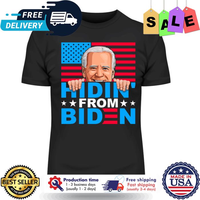 Joe Biden hidin from Biden american flag shirt