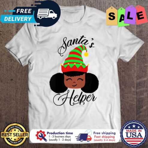 Kid Afro ELF santas helper christmas shirt