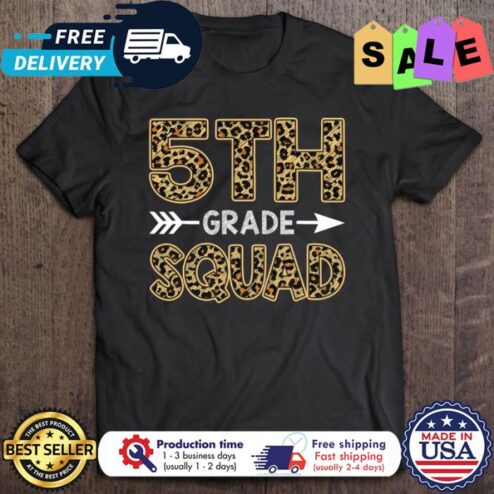 Leopard background 5th grade squad shirt