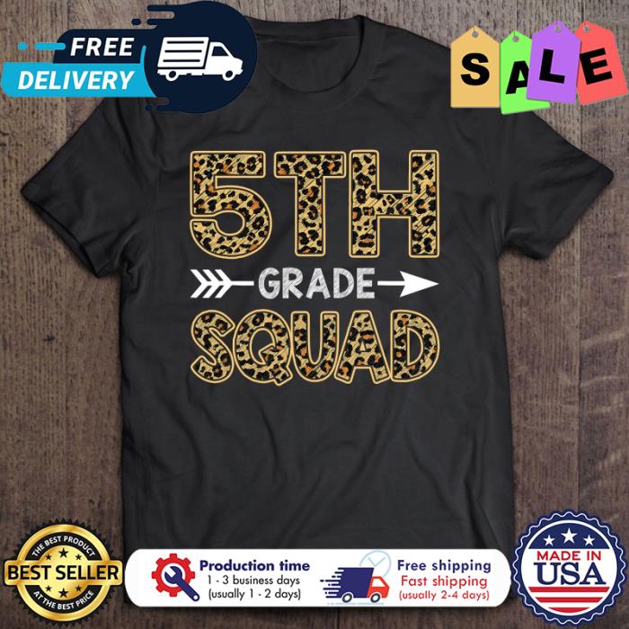Leopard background 5th grade squad shirt
