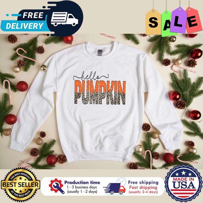 Leopard Hello Pumpkin Halloween Sweater