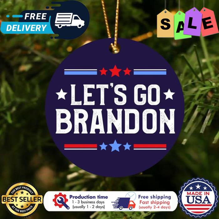 Lets go Brandon american flag ornament