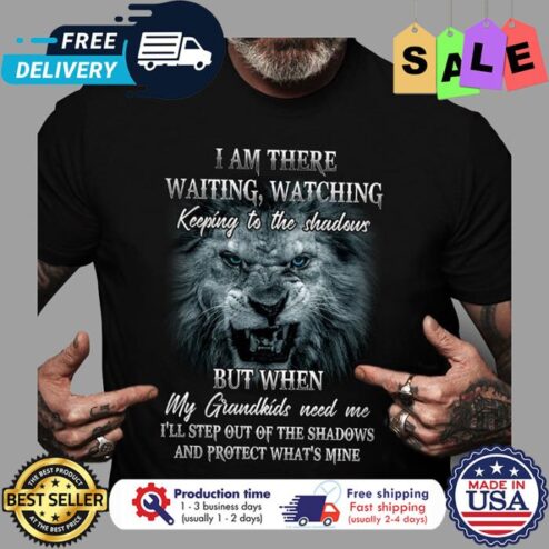 Lion I am there waiting watching keeping to the shadows but when My grandkids need me ill strp out of the shadows and protect whats mine shirt
