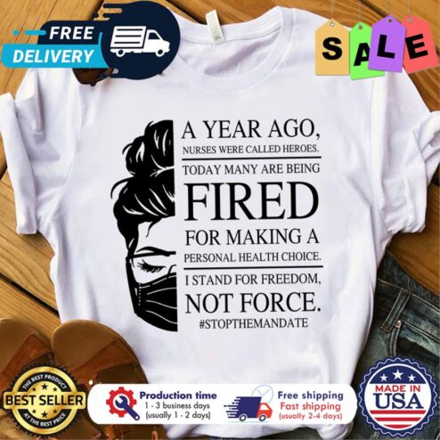 Messy bun girl a year ago Fired for making a personal health choice Not force shirt