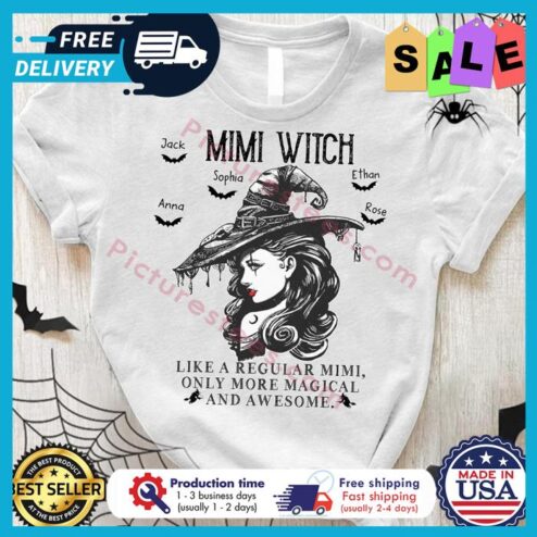 Mimi witch like a regular mimi only more magical and awesome custom name kids shirt