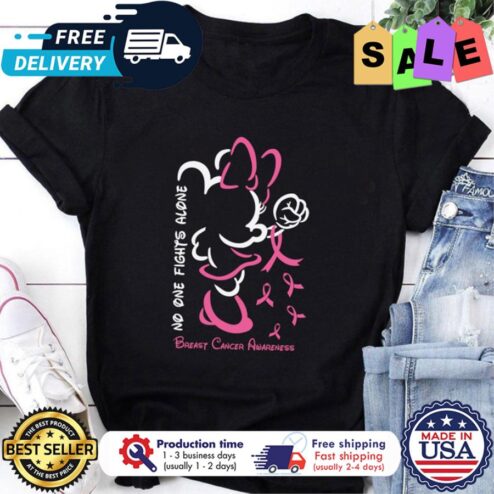 Minnie no one fights alone breast cancer awareness shirt