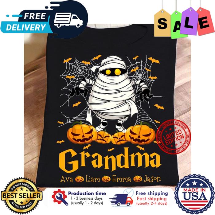 Mummy pumpkin grandma custom name halloween shirt