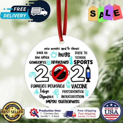 New movies and TV shows back to the office hugs back to school 2021 vaccine pandemic ornament