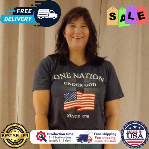 One nation under god since 1776 american flag shirt
