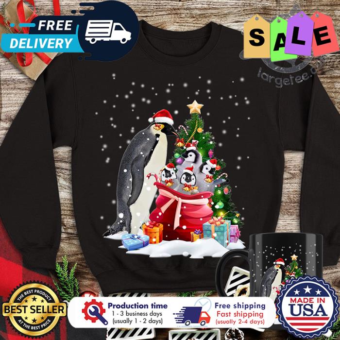 Penguin santa gifts christmas shirt