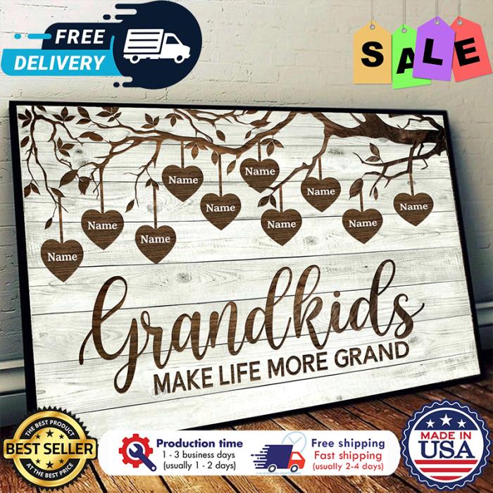 Personalized grandkids make life more grand custom name poster