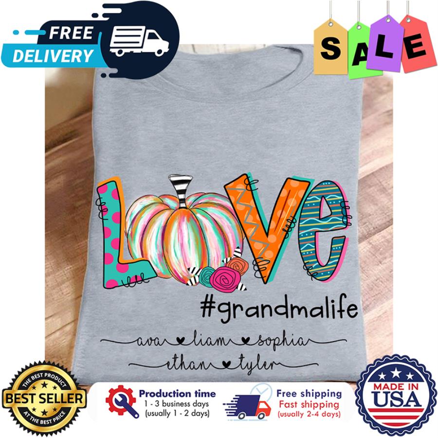 Personalized pumpkin love grandma life custom name shirt