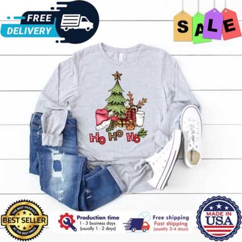 Pine Santa ELF gifts ho ho ho christmas shirt