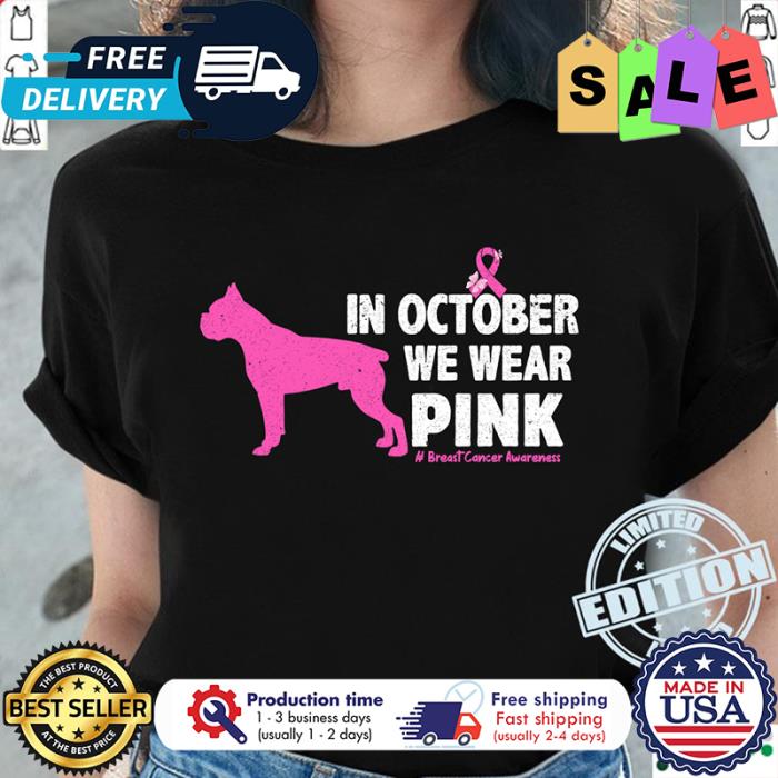 Pitbull in october we wear pink breast cancer awareness shirt