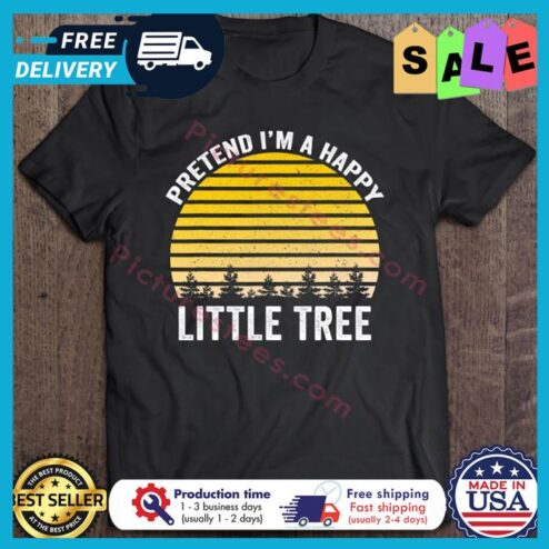 Pretend Im A Happy Little Tree Retro Sunset Vintage Halloween shirt