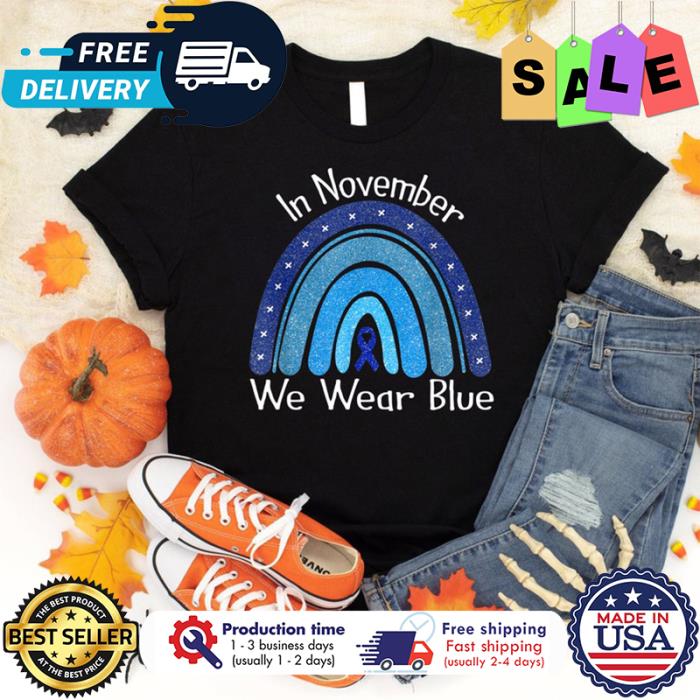 Rainbow In November we wear blue diabetes awareness shirt