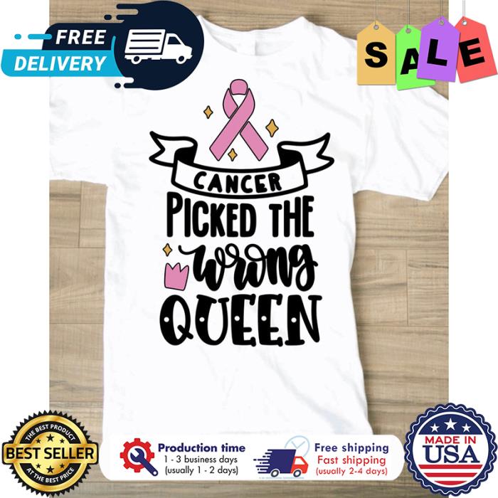 Ribbon cancer picked the wrong queen breast cancer awareness shirt