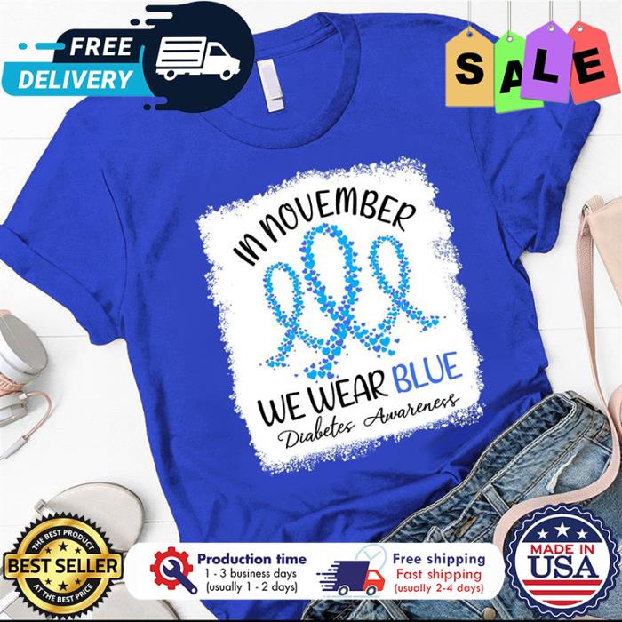 Ribbon In november we wear blue diabetes awareness shirt