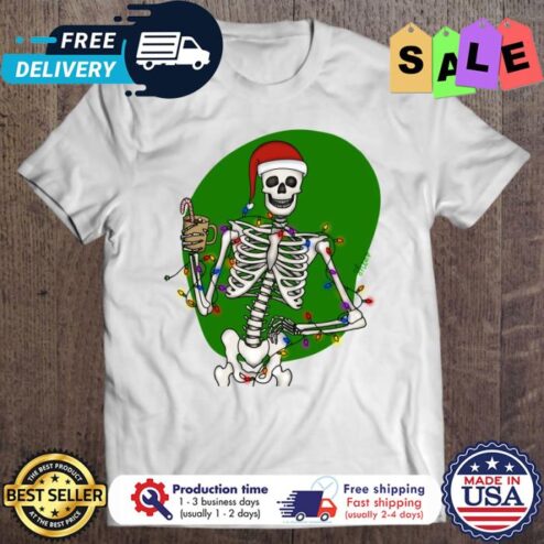 Skeleton santa christmas shirt